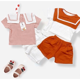 Set Quần Áo Trẻ Em Bộ Đồ Cộc Tay Cho Bé Gái Kiểu Thủy Thủ Nhí Đáng Yêu 8-20kg [B30] - Babimama