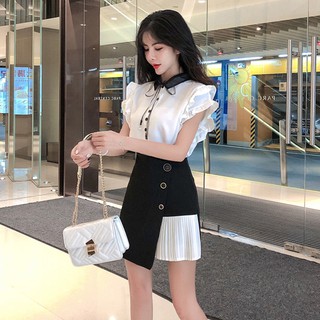 (Xả Hàng) Sét váy thiết kế nữ vải voan lơ xinh Hàn Quốc(có quần trong váy)