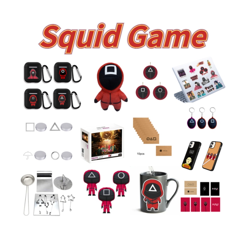 【✨Squid Game】trò chơi câu mực Trò Chơi Con Mực Triangle Square Circle Keychain trò chơi câu mực squid game clock squid game lego