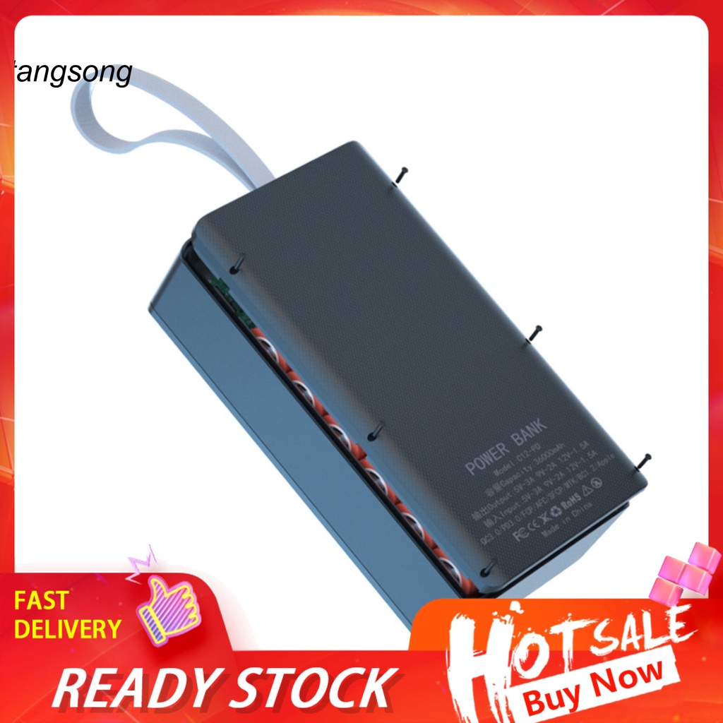 Vỏ bọc pin sạc dự phòng 12x18650 QC PD có thể tháo rời tiện lợi