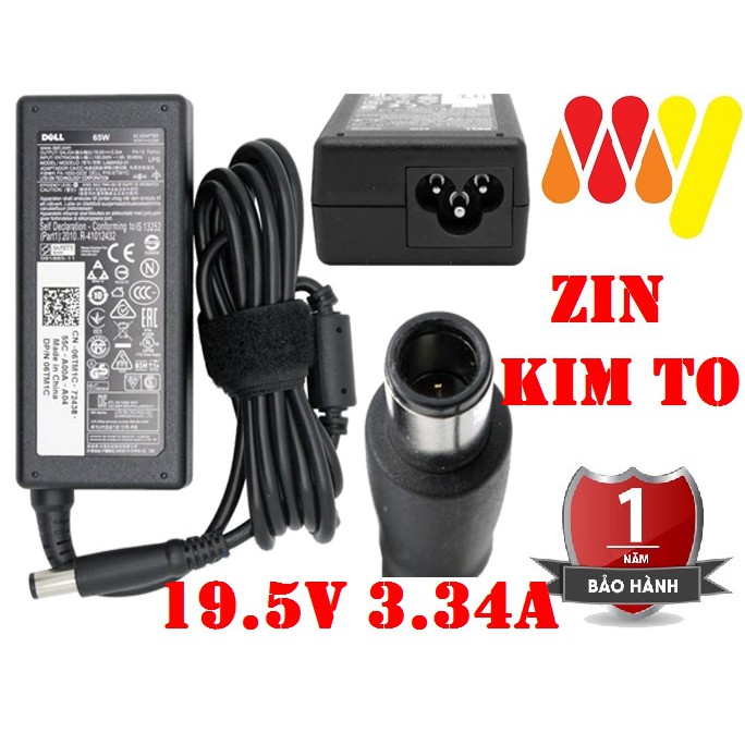 Sạc Laptop Dell 19.5V 3.34A (65w) chân kim to Chính Hãng 4110 4010 2421 2420 3450 4050 3521 (Adapter Dell 19.5V – 3.34A)