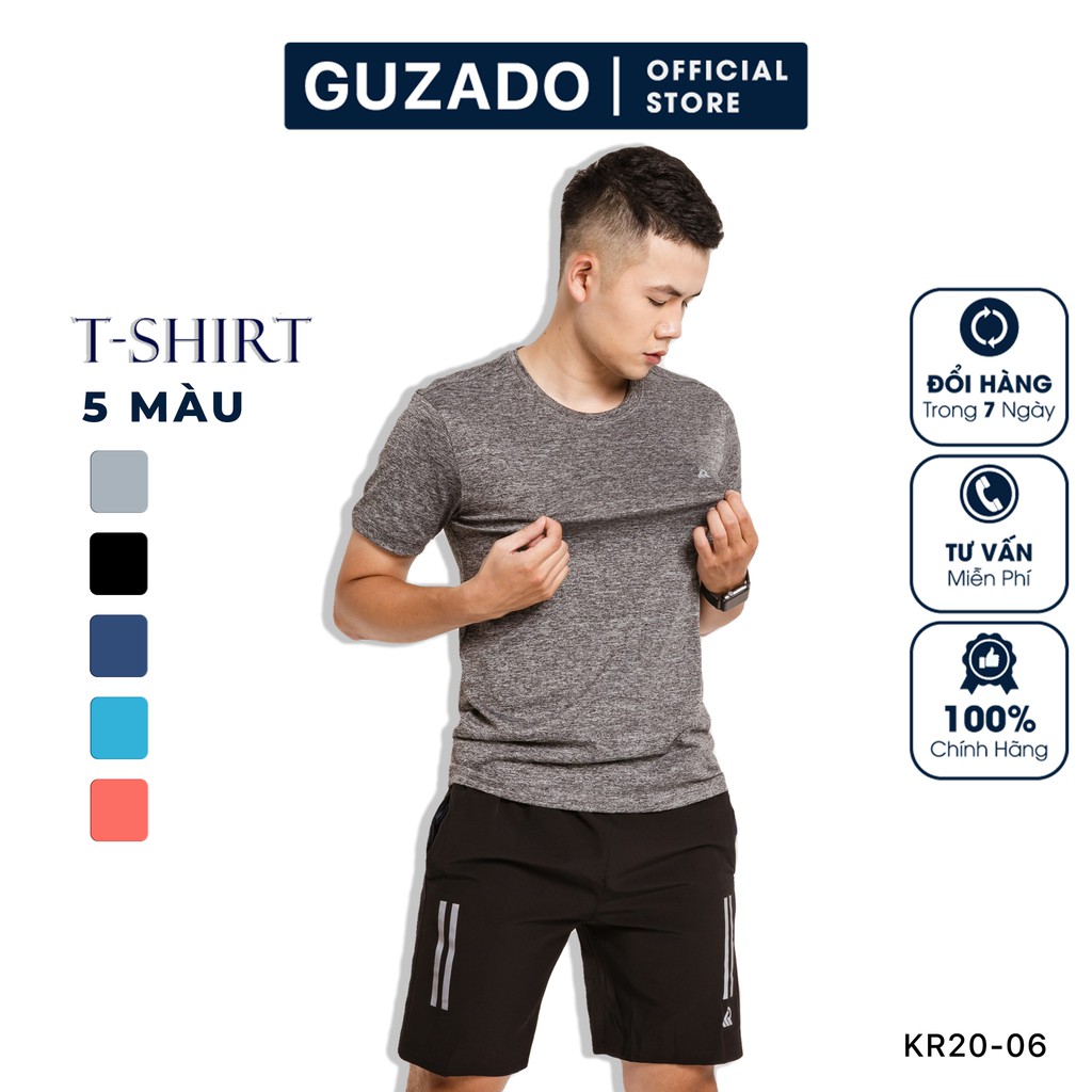 Áo Thun Nam GUZADO Ngắn Tay, Chất Cotton Thể Thao Mát, Co Giãn Tốt, Thoải Mái KR20-05