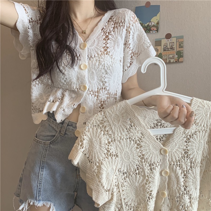 💕 Áo ren lưới hoa mặt trời, áo cardigan cao cấp 💕 | BigBuy360 - bigbuy360.vn