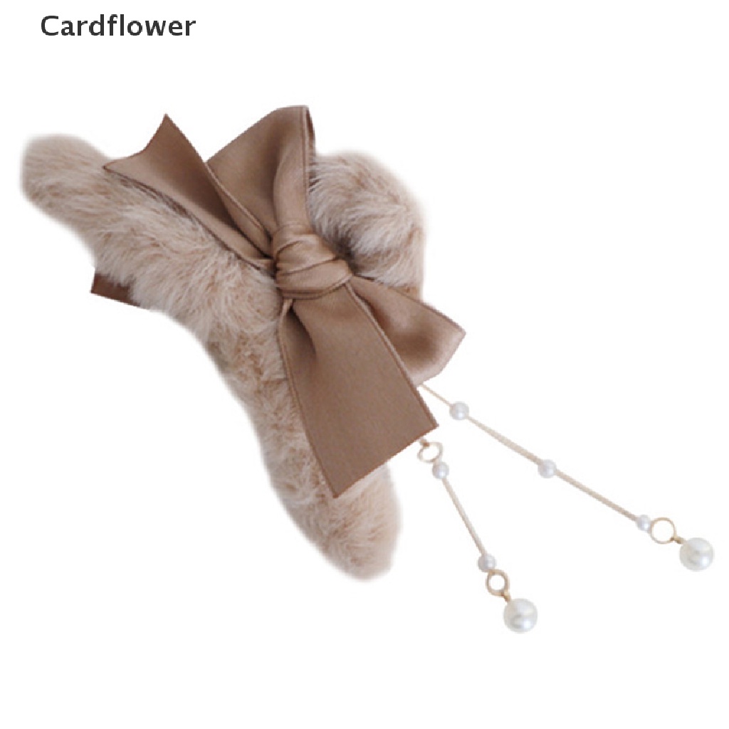 &lt; Cardflower &gt; Kẹp Tóc Càng Cua Dài Đính Ngọc Trai Lông Nhung Thời Trang Mới Cho Nữ