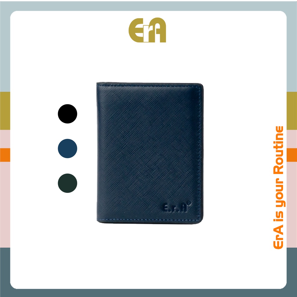 Ví Da Bò Nam Đứng, chất da Saffiano 100%, cầm tay nhỏ gọn ERA Classsic Dọc [Full Box]