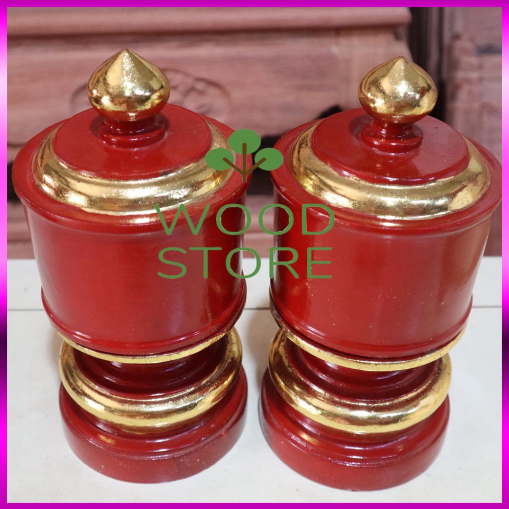 Khay cau - khay gạo gỗ mít - đài thờ gia tiên đường kính 12cm cao 22cm