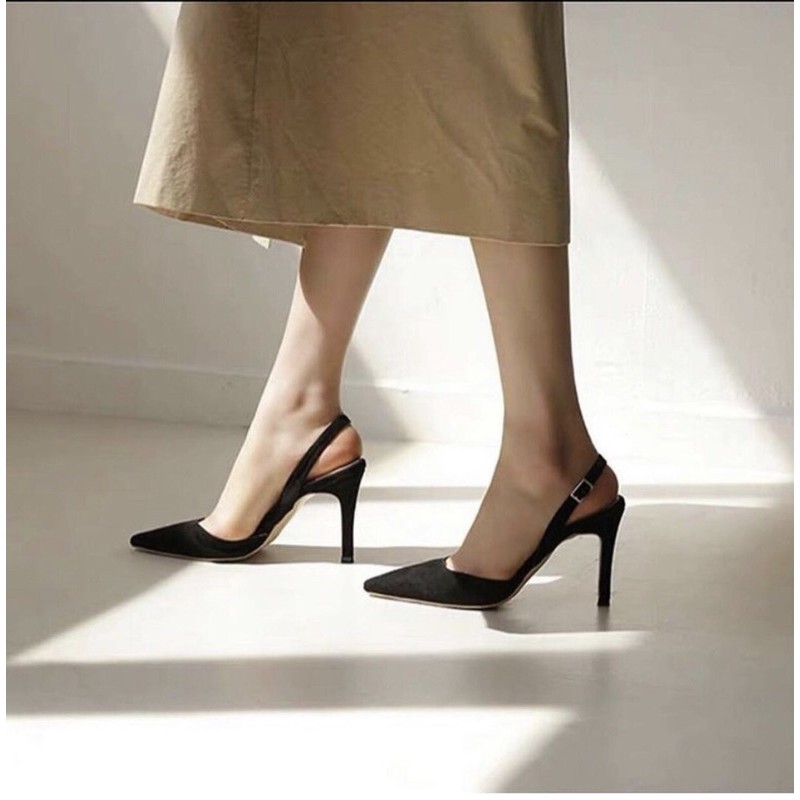 Giày cao gót slingback da lộn