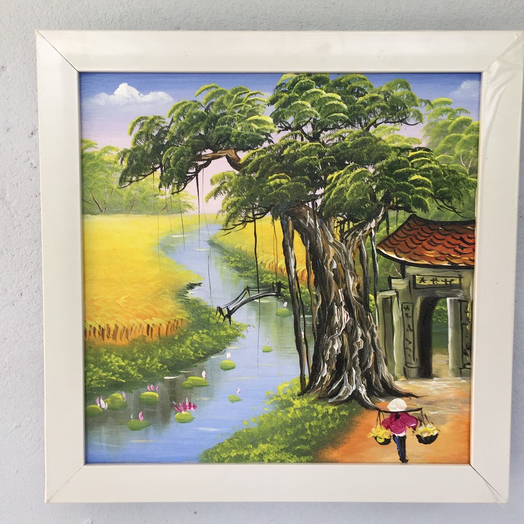 TRANH ĐỒNG QUÊ(35x35cm đã bao gồm khung)