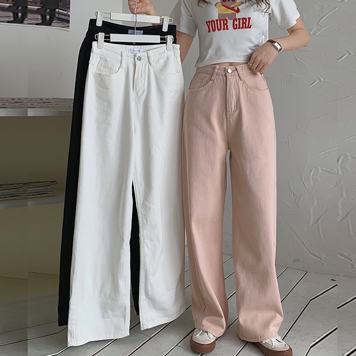 Quần jean SUXI lưng cao đơn giản phong cách Hàn Quốc