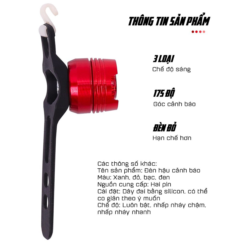 Đèn Hậu Chống Thấm Nước Cảnh Báo An Toàn Ban Đêm Cho Xe Đạp