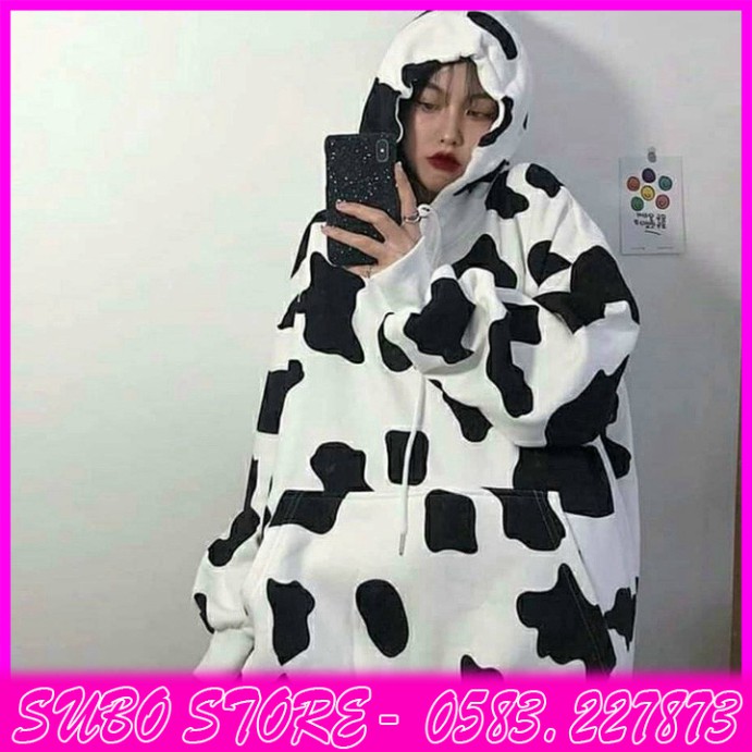 ÁO HOODIE - QUẦN NỈ NGOẠI Bò Sữa 3D (HD2420 - Cổ Chui) (Subo Store)
