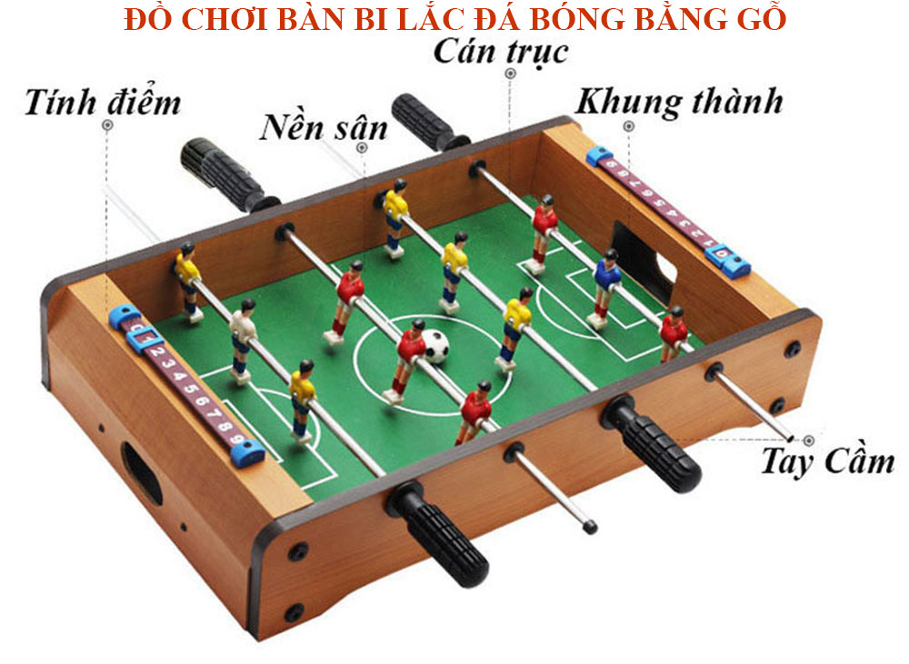 Bàn Bi Lắc Mini- Bóng Đá Bi Lắc Trẻ Em Chính Hãng - Bàn Bóng Đá Table Top Foosball (Gỗ)- 4 Hàng Cầu Thủ