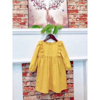 Váy Linen vàng dài tay