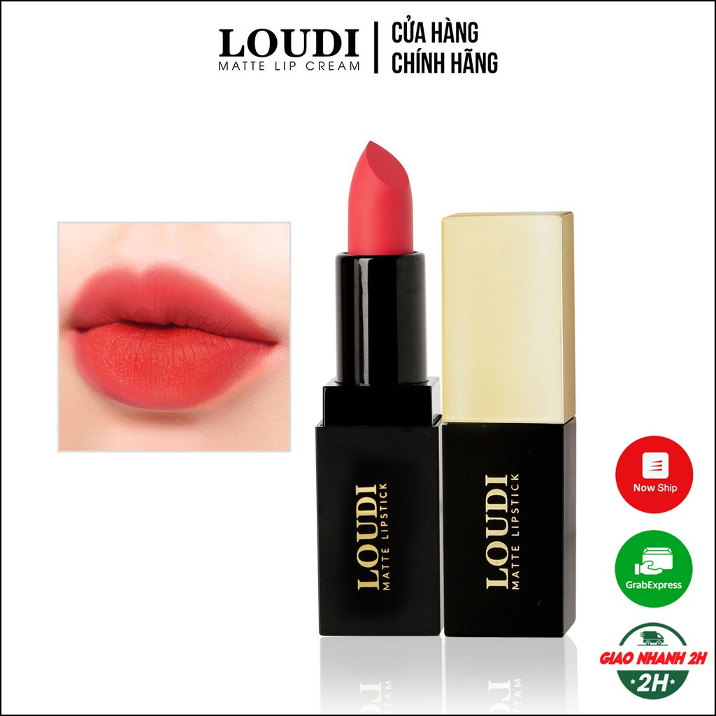 Son sáp lì màu cam hồng 3.5g Loudi LDS02CH chính hãng