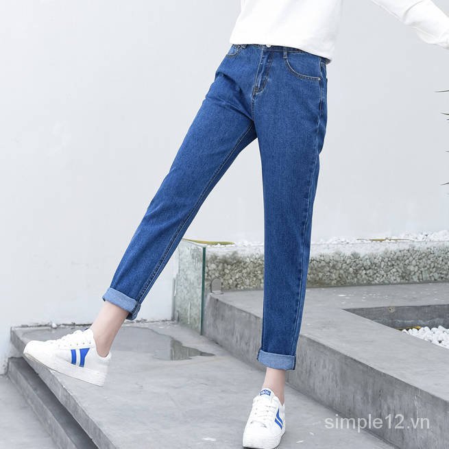 Quần Jeans Nữ Ống Rộng Thời Trang Hàn 2018