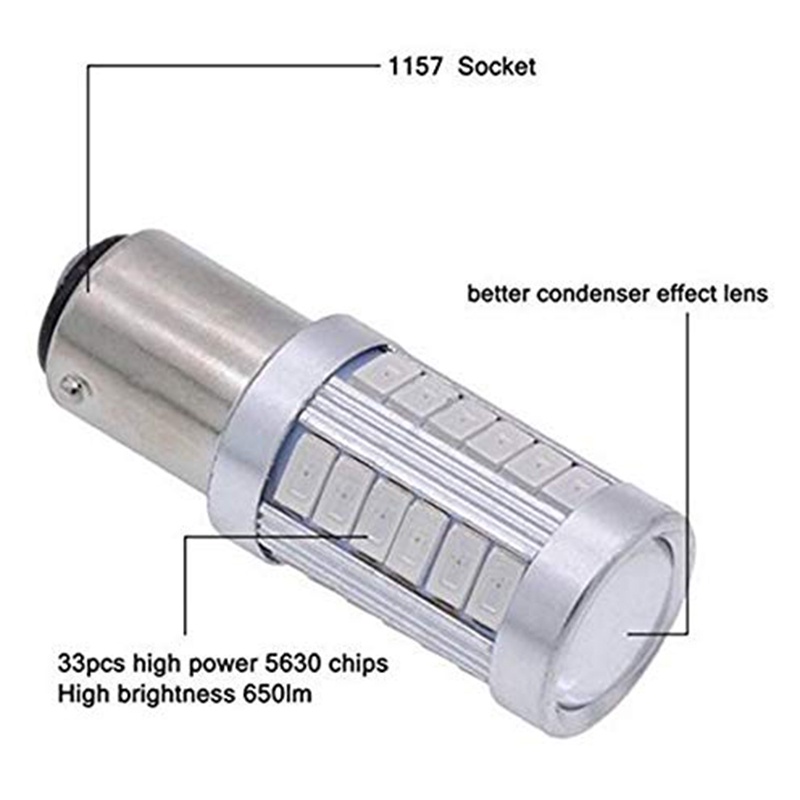 Set 4 bóng đèn led phanh siêu sáng 1157 P21/5w Bay15d 33 Smd 5630 5730 21/5w dành cho xe hơi