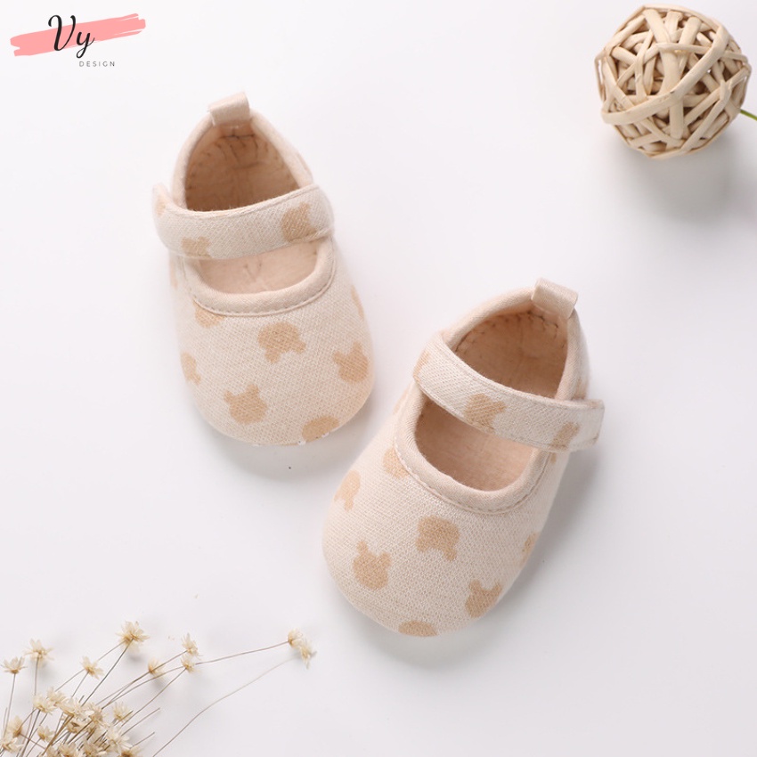 Giầy Tập Đi Cho Bé VY DESIGN. Giầy Cho Bé Sơ Sinh 0 12 Tháng Chống Trượt, Êm Mềm, Chất Liệu Cotton Tự Nhiên