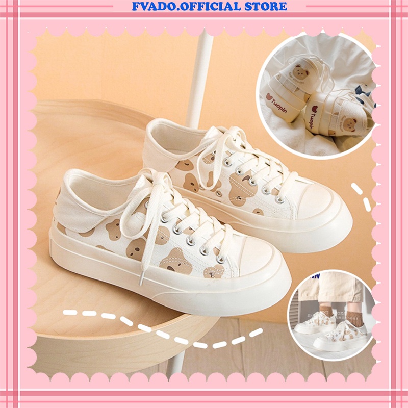 Giày thể thao nữ đế bằng bánh mì basic độn đế vải canvas bata mới hot phong cách retro ulzzang đẹp cá tính đẹp FVADO-G09
