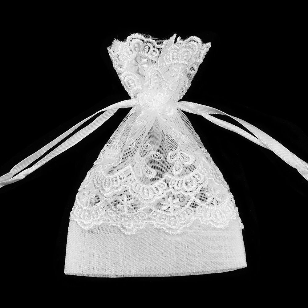 1 túi lưới đựng trang sức có dây rút màu trắng mới sáng tạo cho tiệc cưới