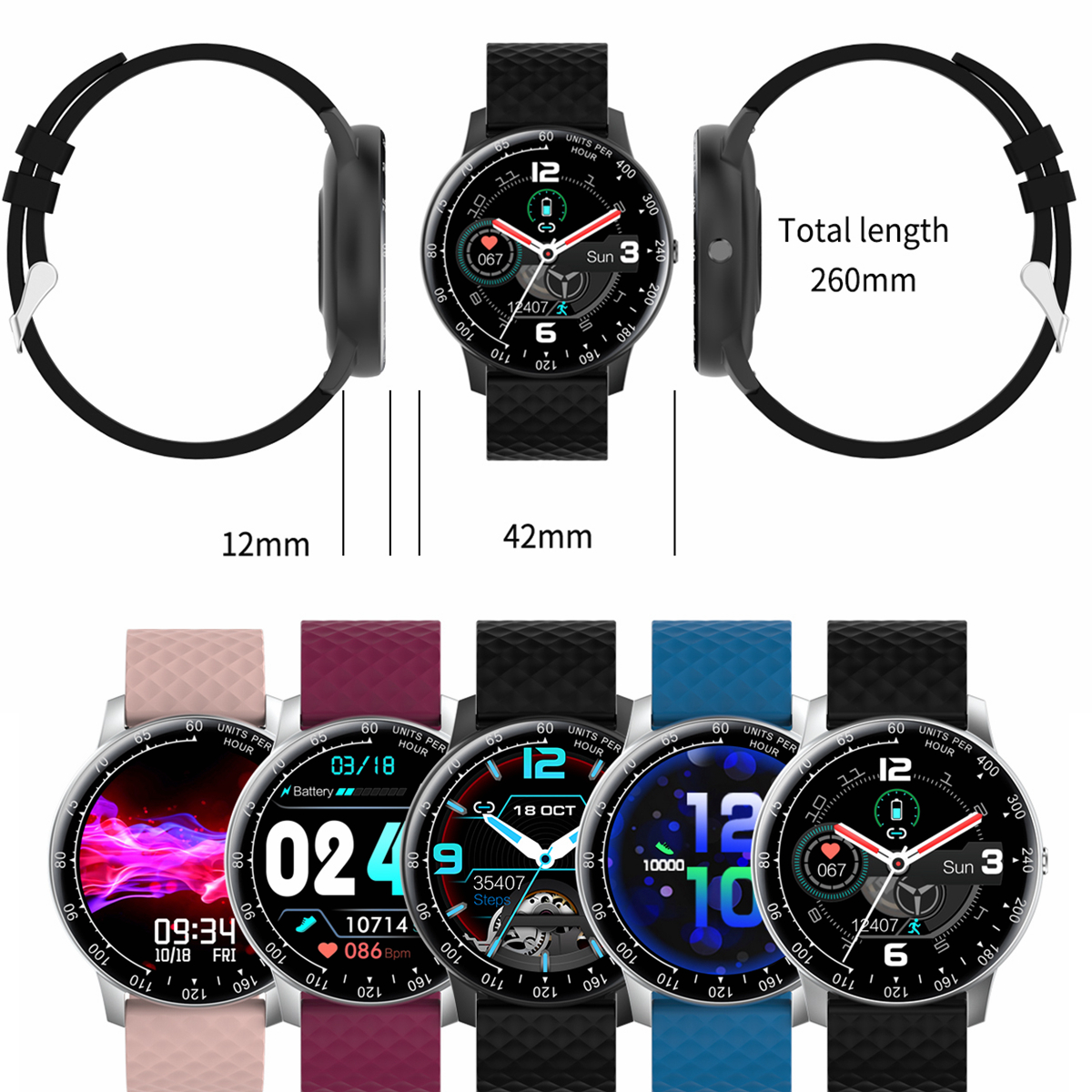 🥭New Fashion🥭H30 Smart Watch DIY Watch Face Full Touch Round Screen Heart Rate Blood Pressure Monitor Sports Smart Watch