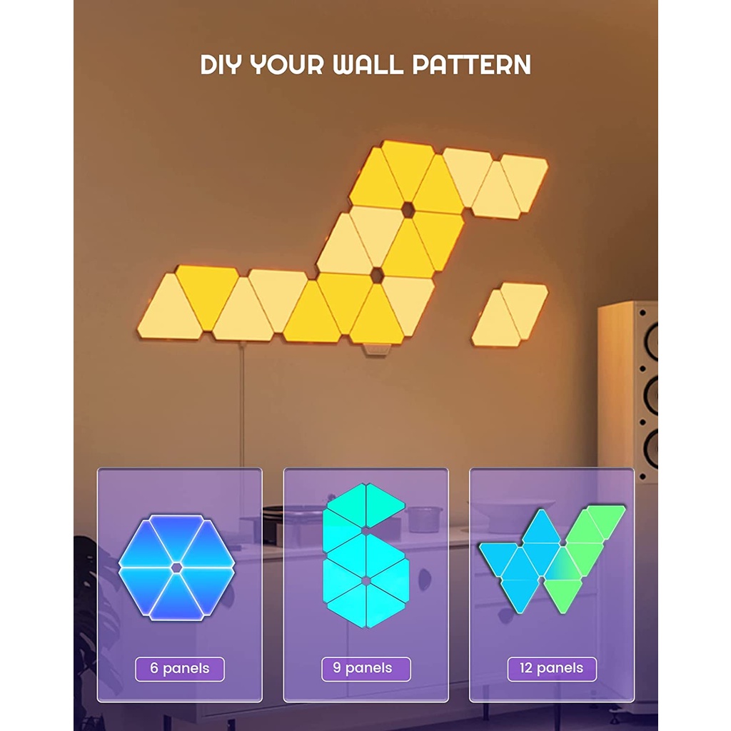 Đèn trang trí dán tường Yeelight Smart Light Panels, Led RGB 16 triệu màu lắp ghép thông minh, hỗ trợ Google, Alexa