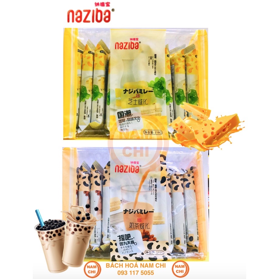 Bánh Xốp Naziba 3 Vị Phô Mai Trà Sữa Đậu Nành 218gr