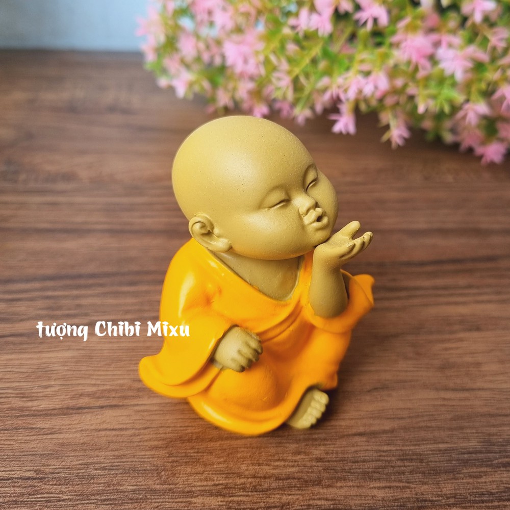 Bộ 02 chú tiểu Hồn Nhiên - Yêu Đời màu áo vàng sinh động