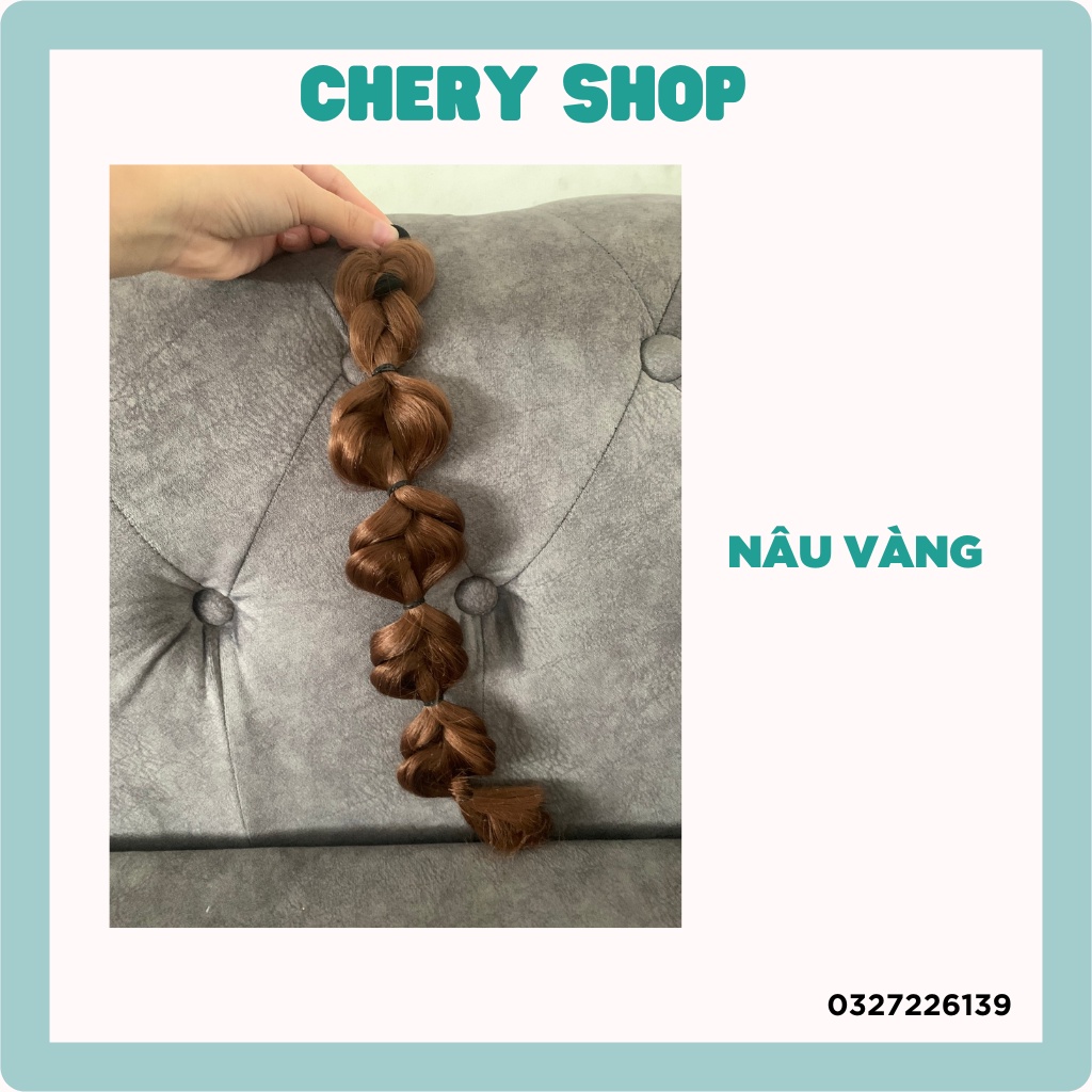 Tóc giả nữ cột bính tròn  tạo kiểu MÃU MỚI làm bằng sợi tơ cao cấp