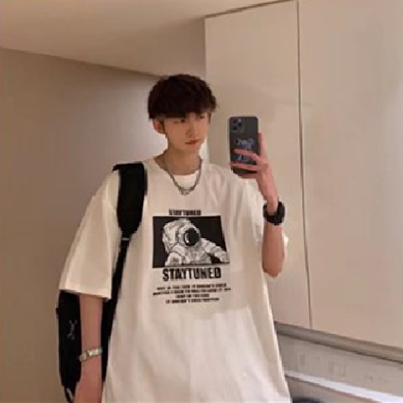 Áo Thun Nam Dáng Rộng In Hình Phi Hành Gia Thời Trang Hàn Quốc Size M-8XL