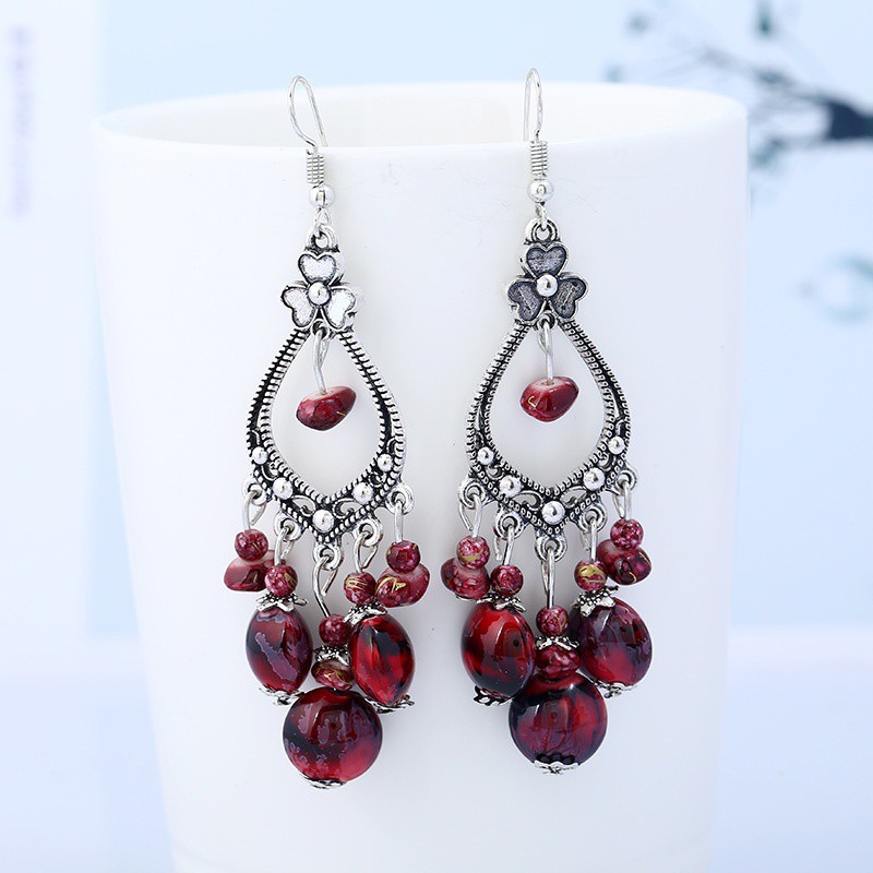 Bông tai phối đá thời trang phong cách Vintage cho nữ
