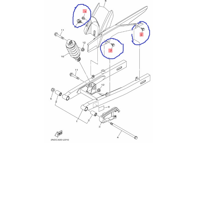 Ốc đầu khóa 10 zin chính hãng Yamaha 6ly