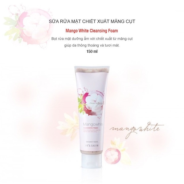Sữa rửa mặt trắng da chiết xuất măng cụt It's Skin MangoWhite Cleansing Foam 150ml