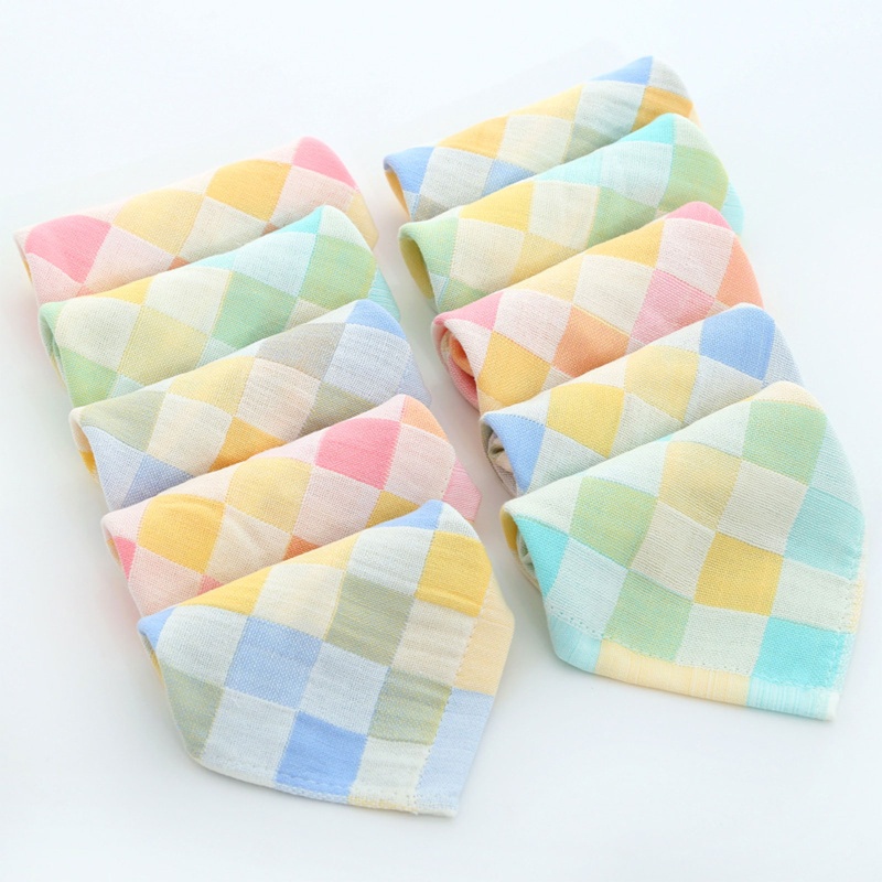 Khăn Lau Mặt Cotton Vuông Họa Tiết Chấm Bi Nhiều Màu Cho Bé
