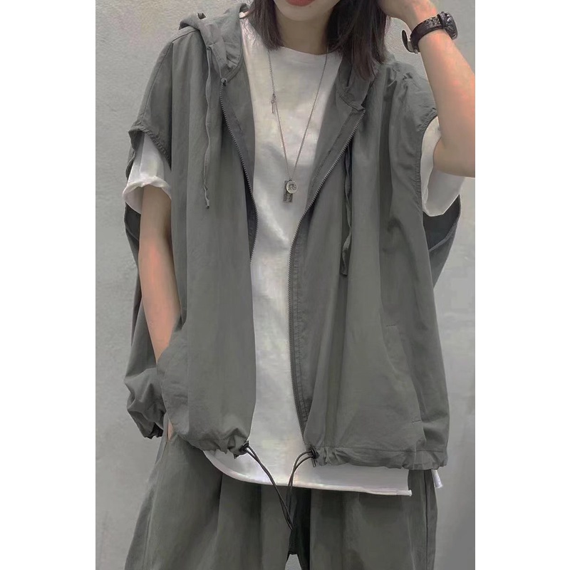 Áo Khoác Hoodie Sát Nách Dáng Rộng Kiểu Hàn Quốc Đơn Giản
