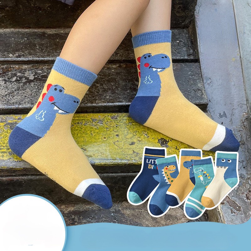 Set 10 Đôi Tất Cô Cao Trẻ Em Họa Tiết Siêu Hot ( Khung Long )