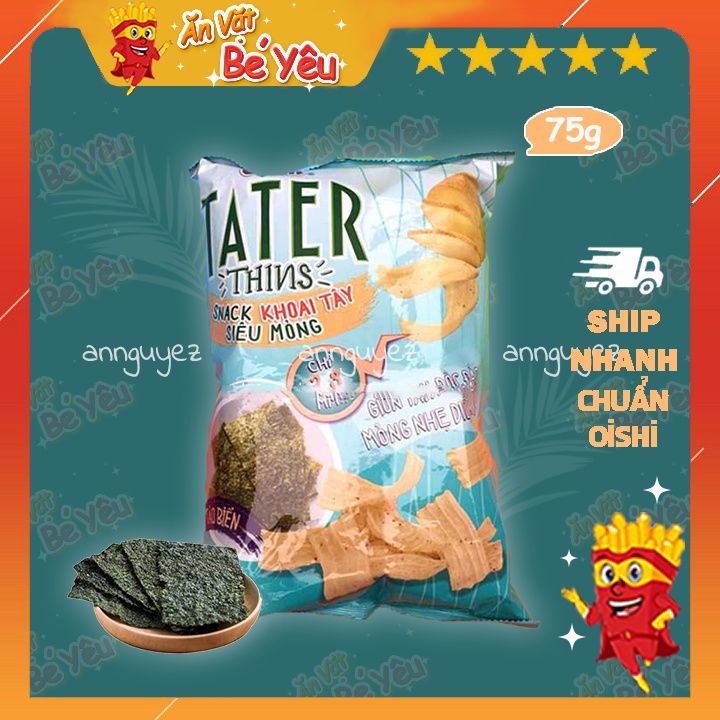 Bim bim Oishi snack tater thins vị tảo biển 75g siêu to khổng lồ