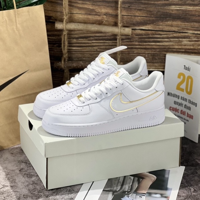 Giày AF1 Trắng Vạch Vàng Cao Cấp