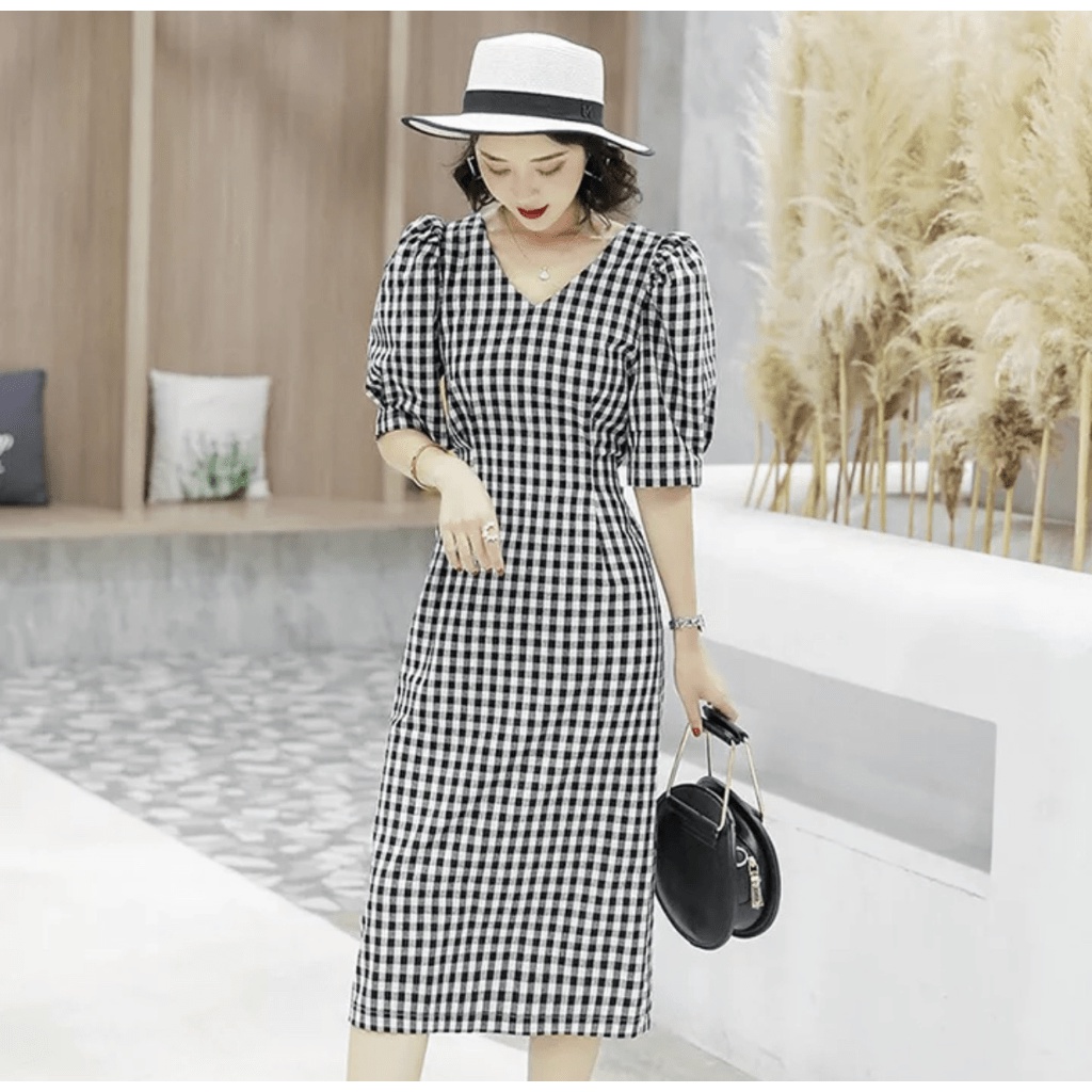 MẪU HOT ĐẦM CARO NỮ TÙNG BÚT CHÌ CÔNG SỞ DỰ TIỆC SANG CHẢNH QUÝ PHÁI TRANG TRỌNG GV