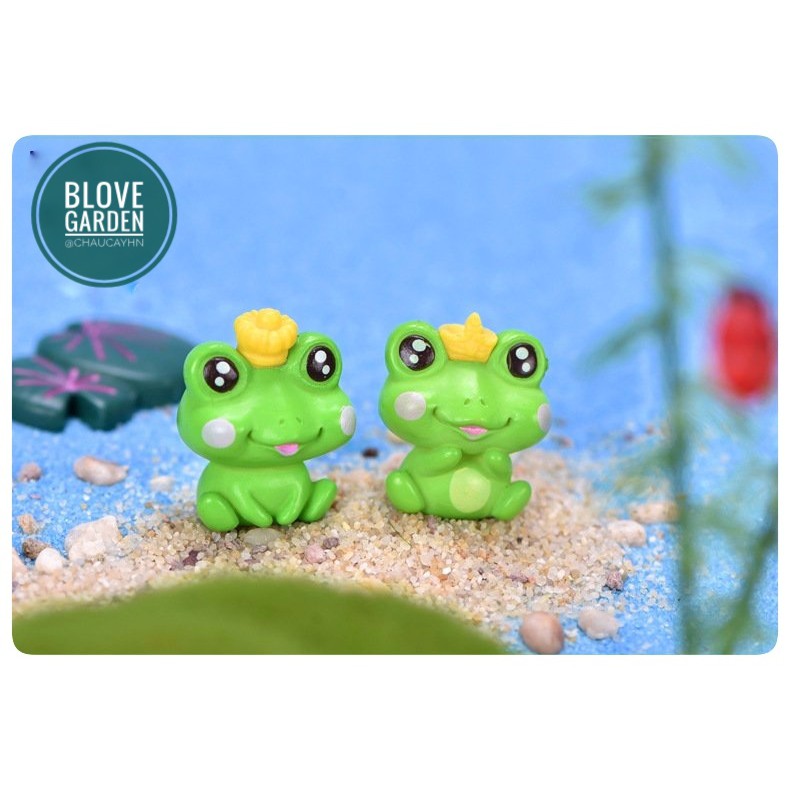 Tiểu cảnh 3 Chú Ếch làm mô hình Vương Quốc Ếch xinh xắn, trang trí chậu cây để ban, sen đá xưong rồng, làm quà tặng
