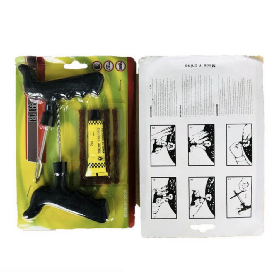 Bộ Dụng Cụ Vá Lốp - Bộ Dụng Cụ Vá Lốp Không Săm, 08 Chi Tiết Cho Cả Ô Tô &amp; Xe Máy