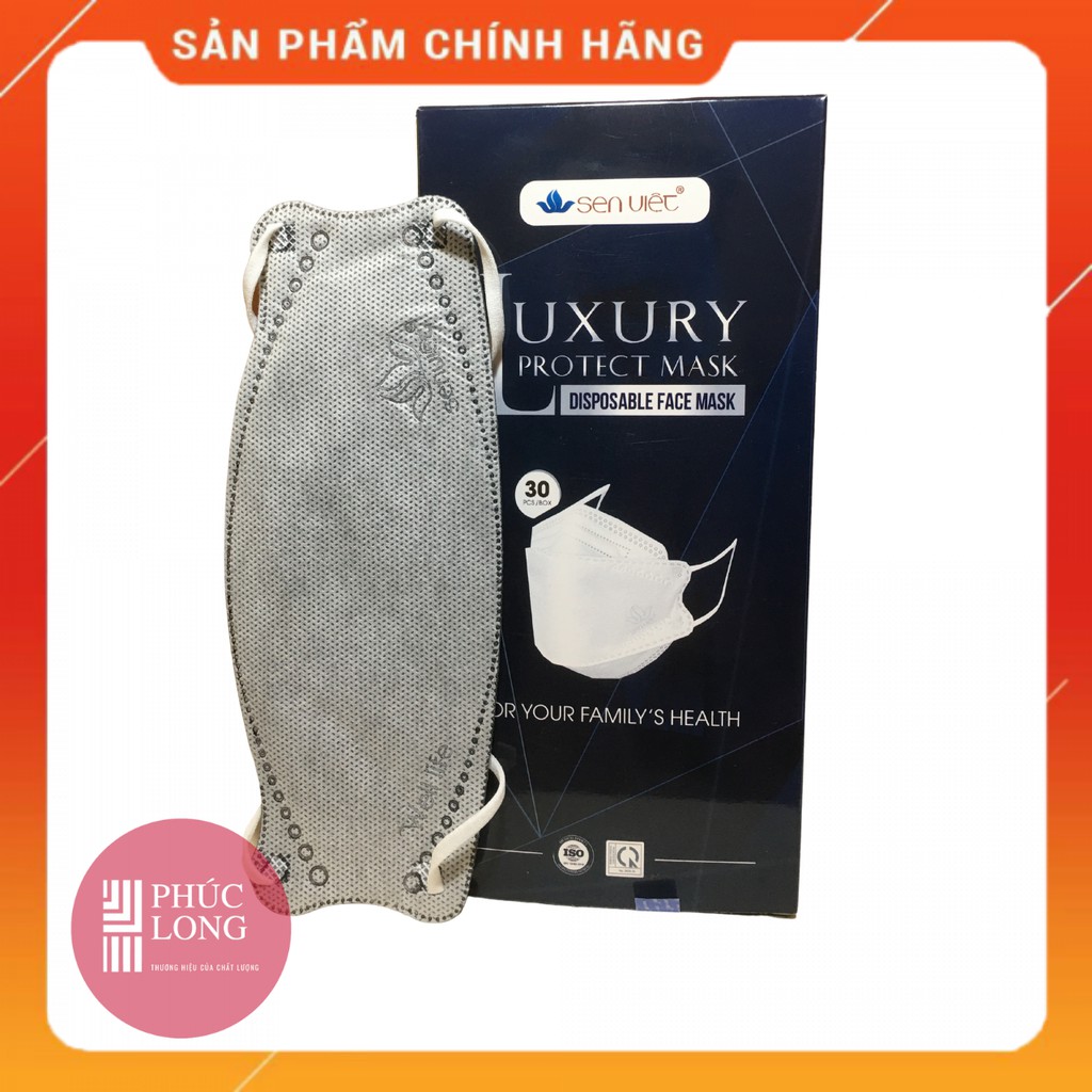 Hộp 30 chiếc Khẩu trang y tế 4D cao cấp Sen Việt Luxury - kháng khuẩn, lọc bụi - longdaiphuoc store | BigBuy360 - bigbuy360.vn