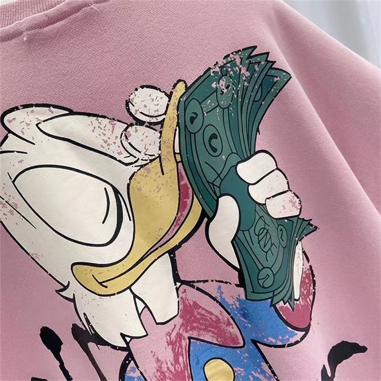 Sweater girls spring and autumn thin style oversize cartoon age reduction loose large-size student hoopless jacket ins trend