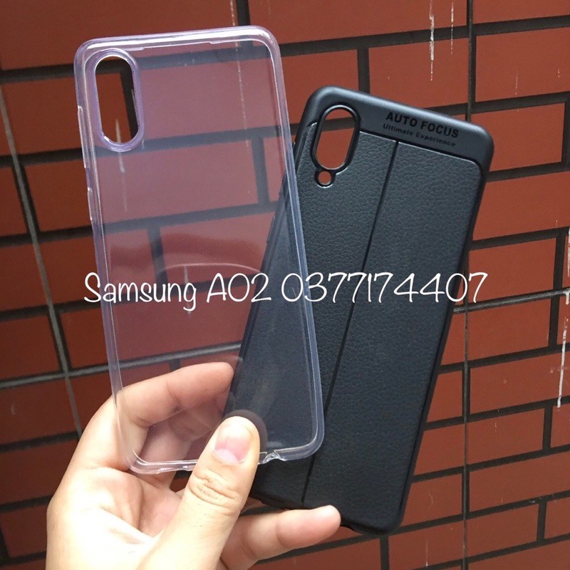 Ốp lưng dẻo giả da cho Samsung A02/ M02 chống sốc Auto focus ( Đen )
