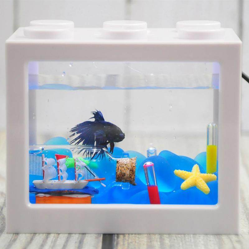 Bể cá mini cho Betta, bể cá để bàn trang trí nhà và góc làm việc nhiều màu sắc có thể xếp hình