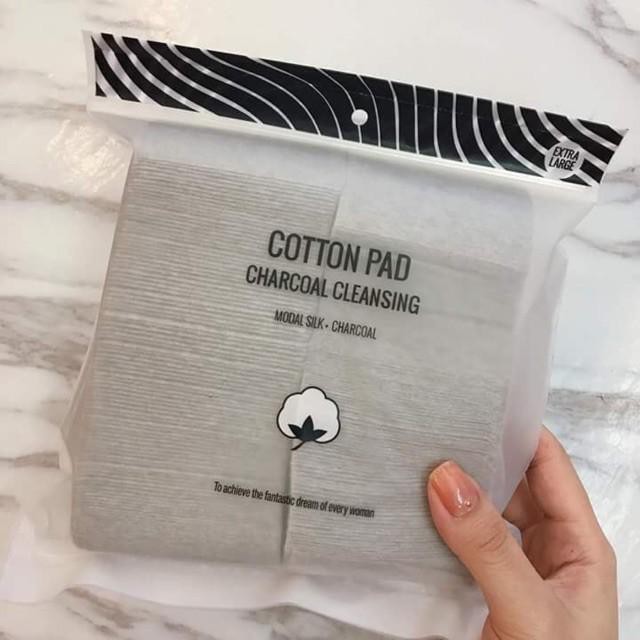 [Giá tốt] Bông tẩy trang Miniso than hoạt tính Cotton Pad Charcoal Cleansing - 220 miếng - Chính hãng