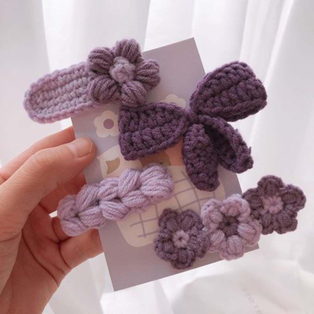 Bộ 4 Kẹp Tóc Vải Dệt Kim Đính Nơ Hoa Màu Kẹo Ngọt Phong Cách Hàn Quốc Dễ Thương