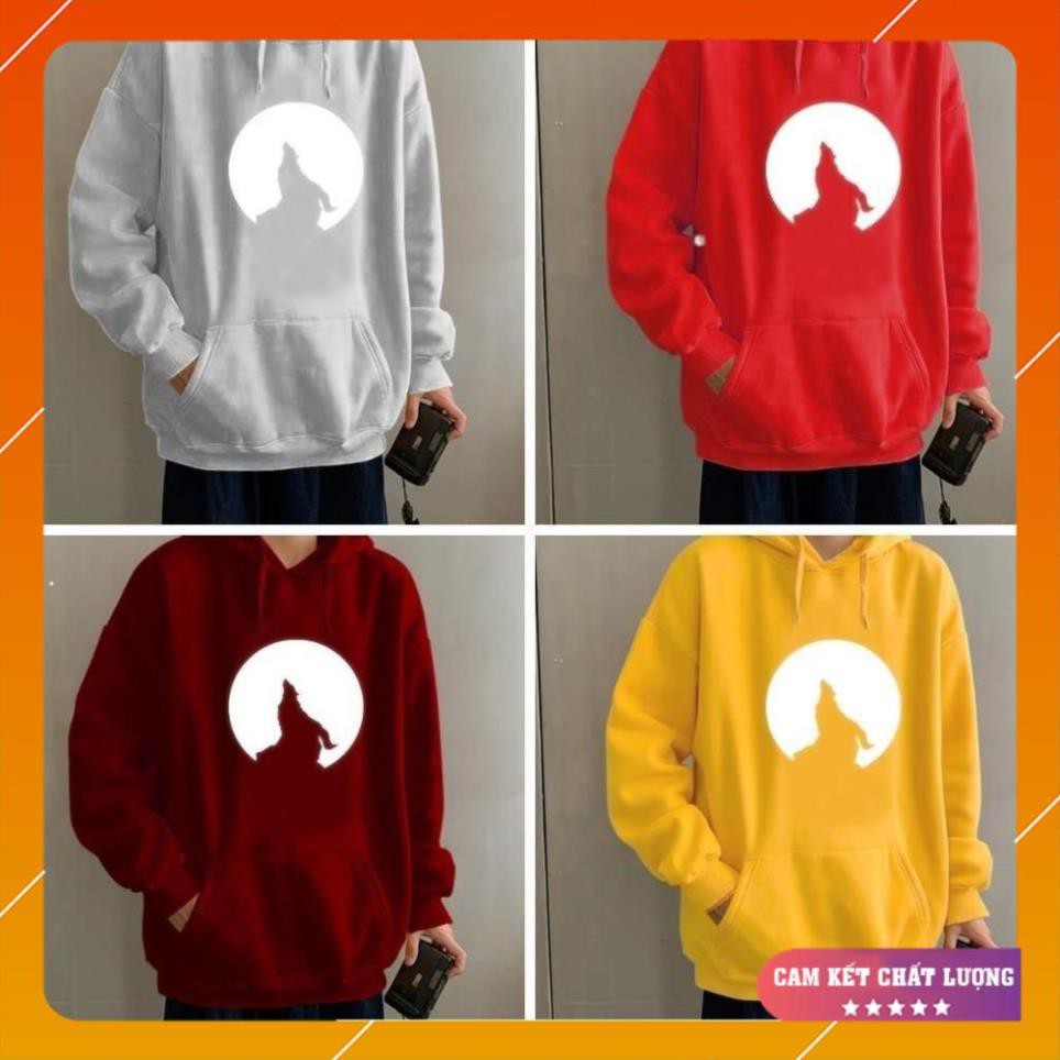 - Áo khoác hoodie phản quang - Áo nỉ Sói Hú dày 2 lớp êm ái, Freesize Unisex cho nam và nữ - KN30 .