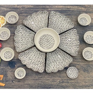 Bộ đồ ăn set bát đĩa hoa mặt trời Bát Tràng cao câp