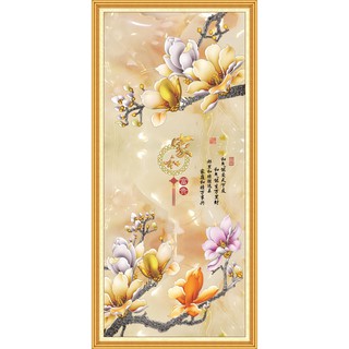 Tranh dán tường khổ dọc phong thủy Gia Hòa UD0683K KT 60x120 cm phủ kim sa