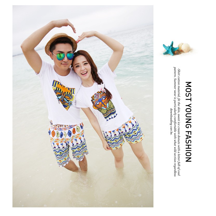 Áo gia đình Familylove - Mẫu Áo gia đình đi biển họa tiết Thổ cẩm lạ mắt Cotton 100%